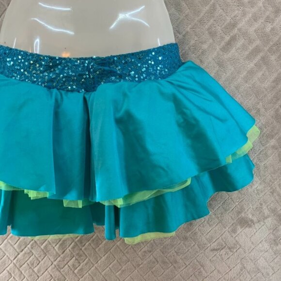 Revolution Dancewear Womens S Skirt Blue Tiered Poof Ruffle Tutu Sequin Costume - Picture 3 of 10
